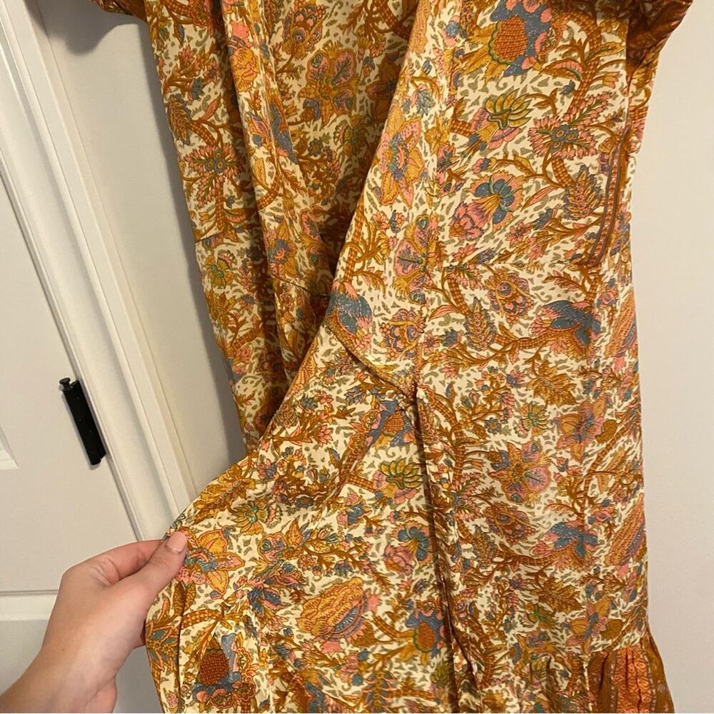 Perry Walker Collective Orange Floral Silk Blend Wrap Mini Dress Medium - Picture 14 of 14